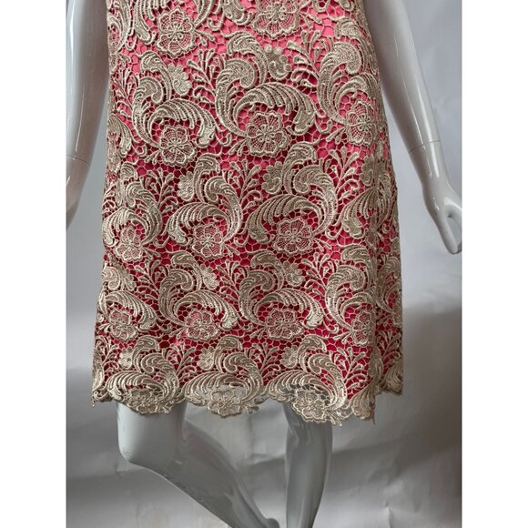 Eliza J Womens Sleeveless Lace Overlay Shift Dress Pink & Ivory Size 6 - Picture 10 of 16